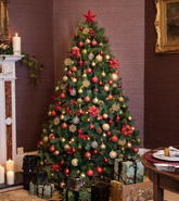 Portland Fir 7ft Berry Elixir Red and Gold Decorated Christmas Tree Portland Fir 7ft Berry Elixir Red and Gold Decorated Christmas Tree